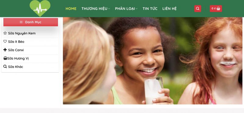 Giao diện website bán sữa tươi đẹp 2021