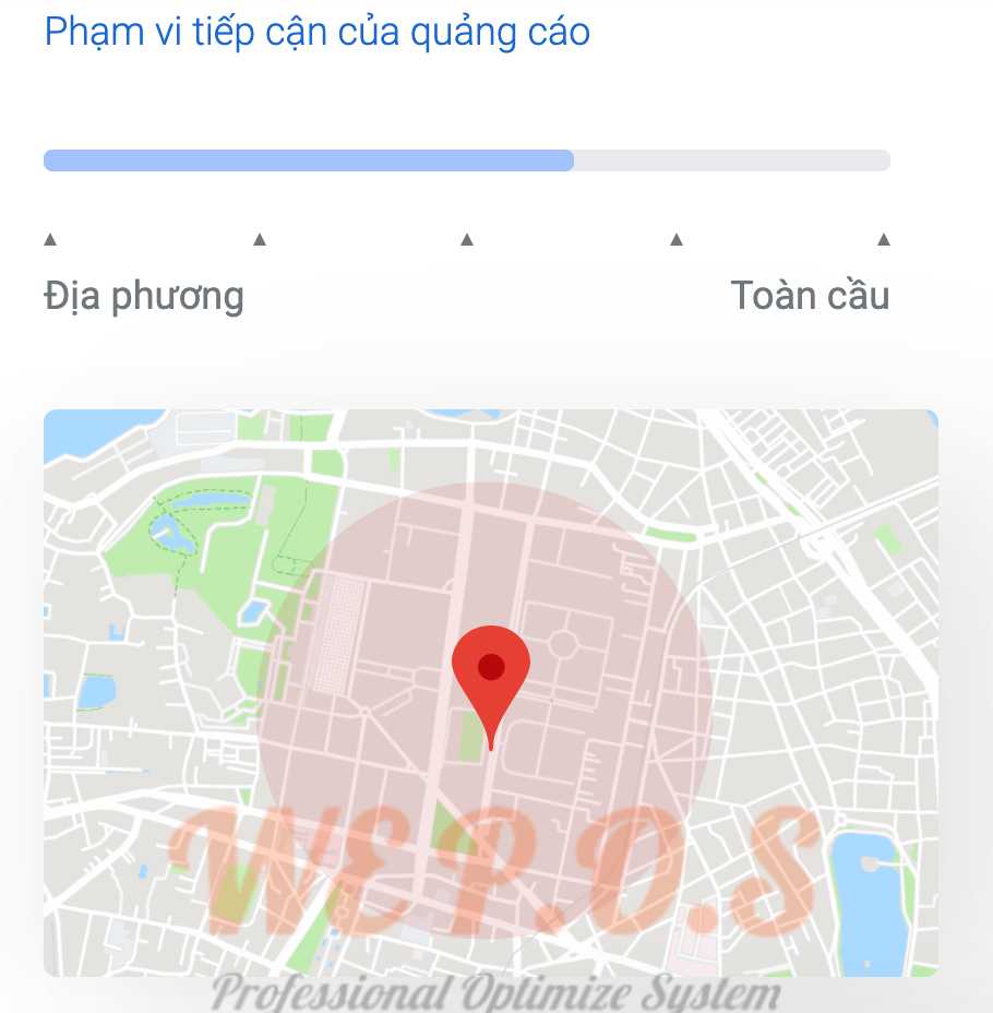 khu vực muốn hiển thị quảng cáo